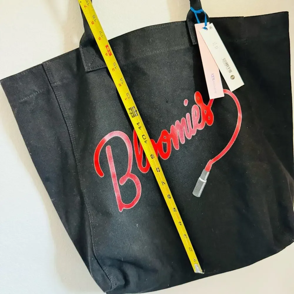 NEW BLOOMINGDALES Exclusive Black Red Bloomies Carryall Shoulder Tote Bag Purse - Picture 11 of 13